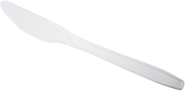 Pack of 80 Plastic Knives - White Plastic Knives, Re-usable & Hand Washable, Heavy Duty Cutlery, Microwave-Safe Tablespoon, 5.7" Long - Ideal for Birthday, Parties, Camping, Catering, Wedding