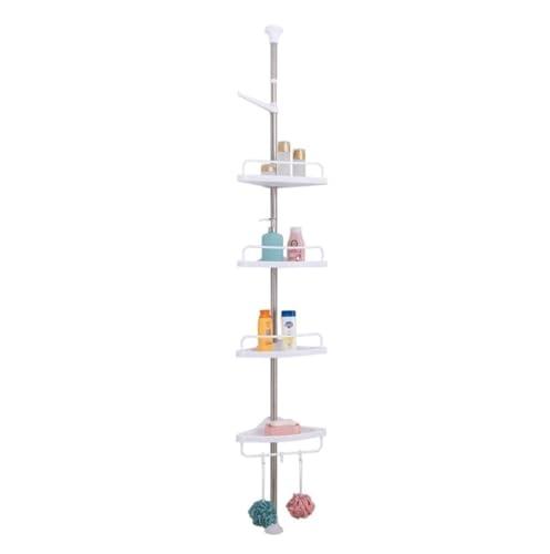 Estanteria Esquina Salon Estante De Esquina Ajustable De Acero Inoxidable Con Poste De Tensión Para Carrito De Ducha Con Estante De 4 Niveles, Estante De Pie Para Baño Estanteria Rinconera Habitacion(