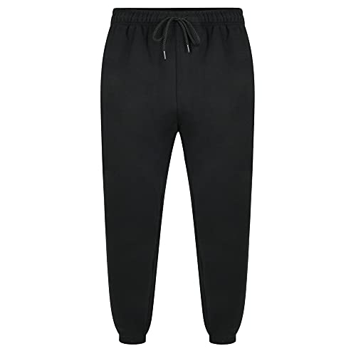 Forge Mens Big and Tall Straight Leg Cuffed Joggers Elasticated Waist Drawstring Fastening Casual Jogging Gym Track Sweatpants Black Waist Size 48-50 in, 38 Leg