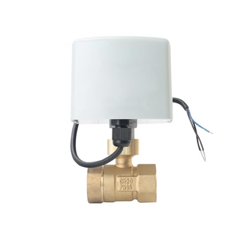 NKKALUKM Válvula de Bola motorizada de 1/2', 3/4', 1' y 2', 3 Cables, 2 Controles, CA 24 V, CA 220 V, CC 12 V, CC 24 V, latón, Motor metálico de Alto par.(0.75 Inch)