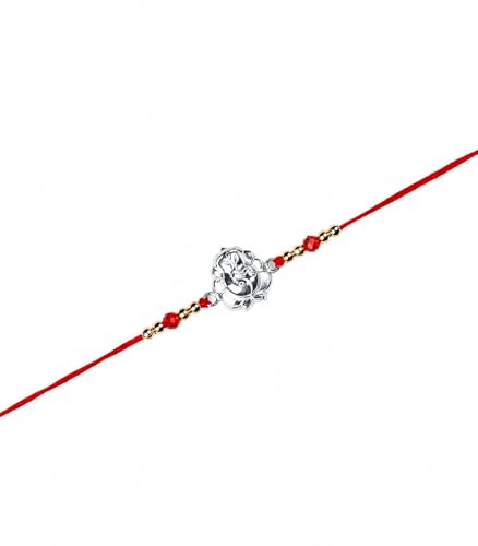 Image of Gargi by P.N. Gadgil and Sons 925 Silver Ganesha Rakhi | Gifts for Men and Boys | Rakshabandhan Rakhi for Brother | Rakhi for Boys & Men With Certificate of Authenticity