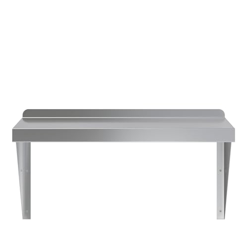 Image of AmGood 14 inch x 24 inch Stainless Steel Wall Shelf | Appliance & Equipment Metal Shelving | Kitchen, Restaurant, Garage, Laundry, Utility Room | Heavy Duty | Squared Edge | NSF Certified