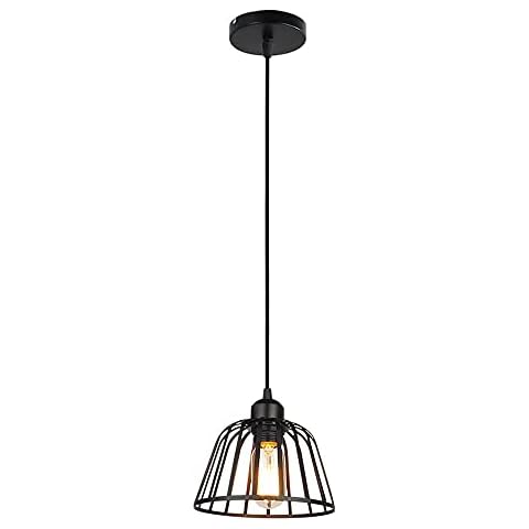 ASCELINA Industrial Pendant Light, Retro Ceiling Lighting Black Metal Bird Cage Lampshade Vintage Pedant Light Fixture with E27 Base for Farmhouse Restaurant Loft Kitchen Cafe Bar (1 Pack) Cover