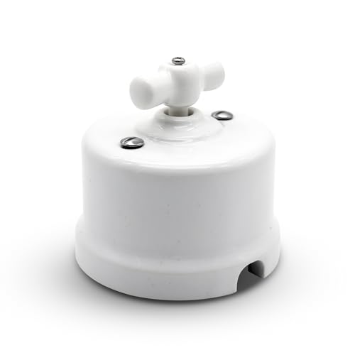 DOJA Barcelona Interruptor de luz de aspecto vintage pack 1 retro blanco 10 A cerámica para pared