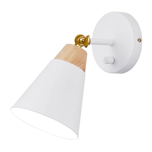 Image of Wall Sconce Lighting Fixture with Metal Shade, On /Off Switch, Indoor Decor Wall Mount Swing Arm Lamp for Bedroom,Hallway,Living Room,Reading, White