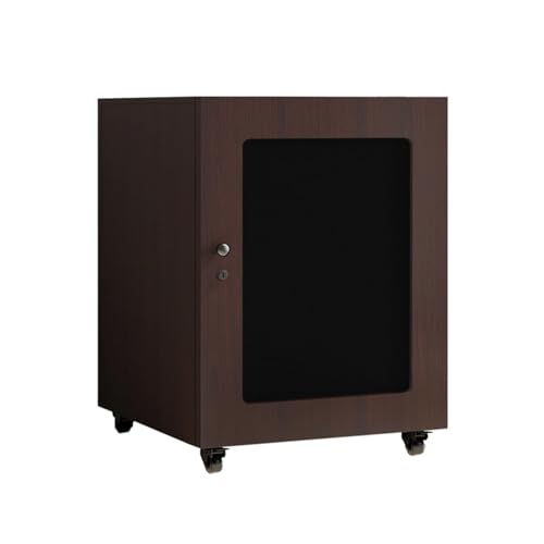 Estante de almacenamiento marrón – Mueble estéreo resistente para videojuegos Consos y soporte de TV de esquina giratoria con malla de metal elegante y diseño Durab para espacios de vida modernos.