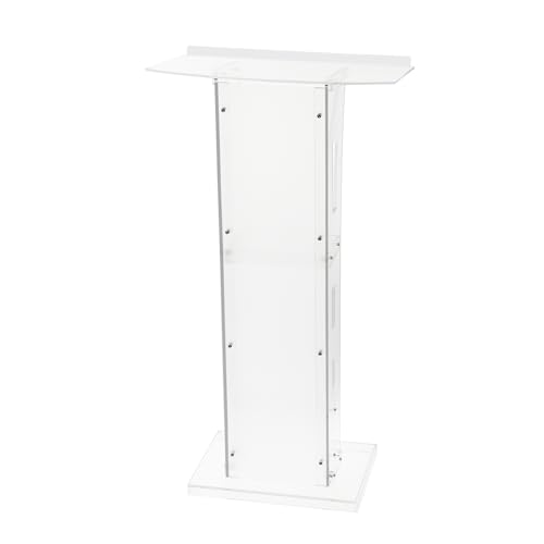 Acrylic Podium - 47 in Tall, Clear Acrylic Stand, Wide Reading Surface, Storage Shelf, Floor-Standing Pulpit for Churches, Conferences, Speeches, Wedd