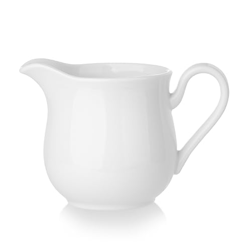 Childike NH Porcelain Creamer Pitcher With Handle, 8 Oz Ceramic White Milk Creamer cover