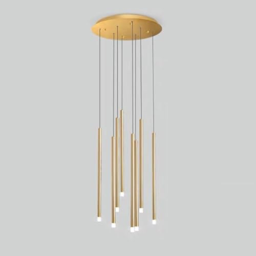 Lámpara araña de 8 luces dorada lineal CFWSHJ moderna para techos altos