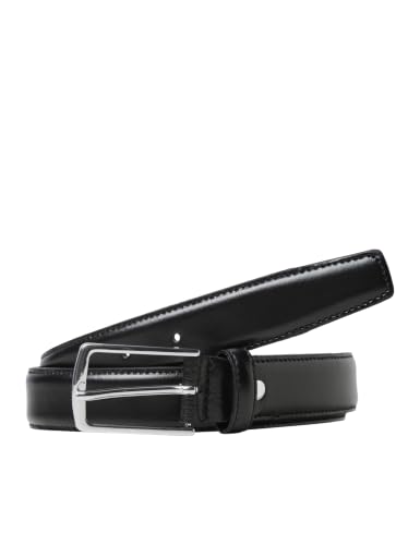 JACK & JONES Legerer Echtleder Gürtel | Klassischer Leather Belt | mit Löcher JACCHRISTOPHER, Farben:Schwarz, Größe Gürtel:95 – Ansicht 1