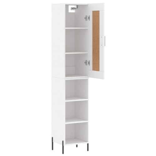 Gecheer Kitchen Cabinet Modern Kitchen Storage Cupboard Bathroom Living Room Kitchen Storage Unit White 34.5x34x180 cm Engineered Wood Type12 - Image 4