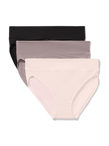 Warners® Blissful Benefits Women's Dig-Free Comfort Waistband Microfiber Hi-Cut 3-Pack, Rosewater/Mauve/Black, Large