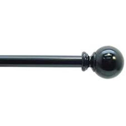 5/8-Inch Round Metal Decorative Curtain Rod by Graber, 84 to 120-Inch Adjustable Width (Black with Ball Finials)