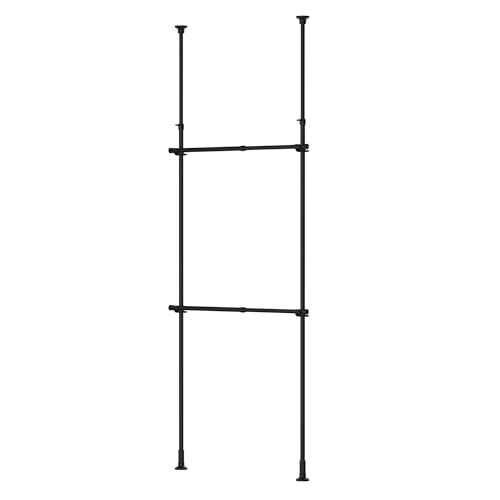 HEIAN SHINDO つっぱりハンガーラック 2段 壁面収納 伸縮 マットブラック 幅56~95cm 高さ200~275cm TNP-3B 平安伸銅工業（Amazon）