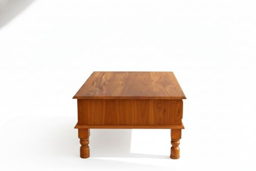 Image of Sheeshsam Wooden Center Coffee Table with Drawers - Solid Wooden Coffee Table for Living Room - Tea Table Teapoy Center Piece for Home Sofa Center Table for Living Room (Honey, Ryan)