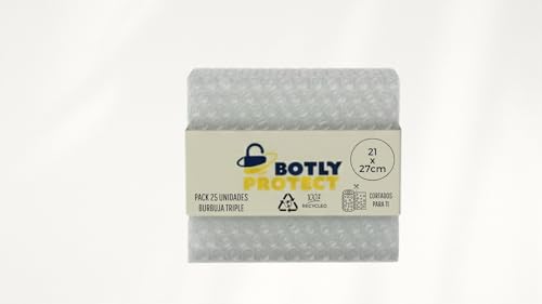 Botly Protect Burbuja embalaje de plástico Precortada 21x27cm   10 Láminas Protección Extra Gruesa 130 g   Embalaje para Envíos, Mudanzas y Ecommerce   100% Reciclado
