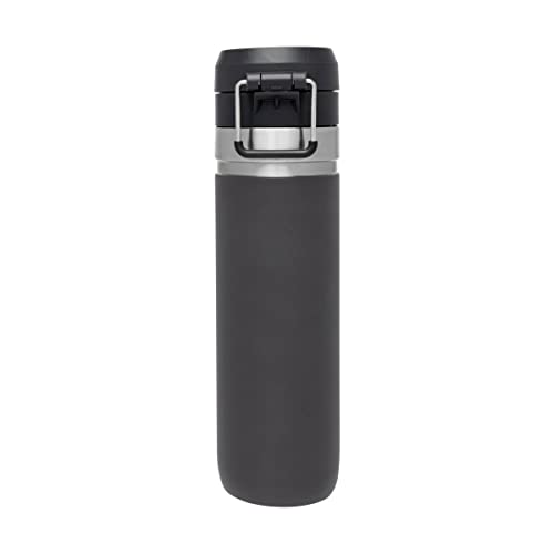 Image of Stanley Quick Flip GO Water Bottle 24 oz | Push Button Lid | Leakproof and Packable for Travel and Sports | Insulated Stainless Steel | BPA-Free | Charcoal
