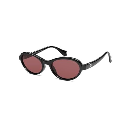 SOJOS Ocean Collection Polarized Retro Oval Small Sunglasses Womens Recycled Plastic Frame Eco-Friendly UV400, Echo Black/Burgundy
