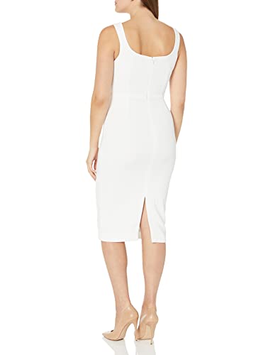 Image of Dress The Population Womens Sloane Rounded V Neck Bodycon Midi Dress