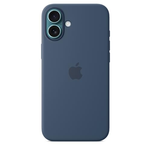 Image of Apple iPhone 16 Plus Silicone Case with MagSafe and Camera Control: Lightweight Phone Case, Wireless Charging Compatible, Smooth Matte Finish; Denim