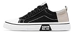 Men's Breathable Canvas Sneakers，Low-top Lace-up Casual Skateboarding Shoes，Solid Color Casual Shoes Suitable for All Seasons，Suitable for All Occasions (Black,12)