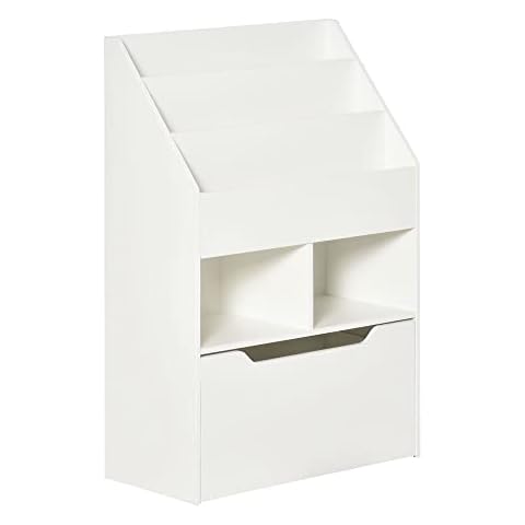Estantería Infantil HOMCOM con 3 Compartimentos, 2 Cubos y Cajón Móvil Cover