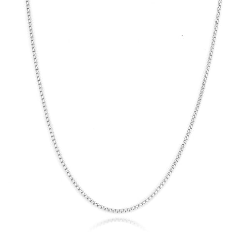 nometo Solid 925 Sterling Silver Box Chain Rope Chain Lobster Clasp Silver Chain for Men Silver Necklace Chain for Women 16/18/20/22/24/26/30 Inches