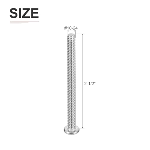 DTGN #10-24x2-1/2" Pan Head Machine Screws, 50Pcs 304 Stainless Steel, Phillips Drive, UNC Full Thread, Bright Finish, Screws Bolts Kit - Image 2