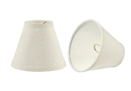 Image of Aspen Creative 32127-2A Small Hardback Empire Shape Chandelier Clip-On Lamp Shade Set (2 Pack), Transitional Design in Off White, 6 inch bottom width (3 inch x 6 inch x 5 inch)