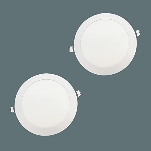 OneUan- Panel Downlight LED Redondo 18W 1800LM 6500K, Extraplano Empotrar en Techo Interior, Díametro 220mm, Luz Blanco Frió, Driver incluido. (18W, 6500K, PACK DE 2)