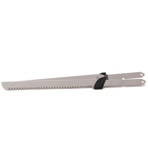 Rechargeable Electric Knife with 4 Serrated Blades and Safety Lock Trigger Release (Black))