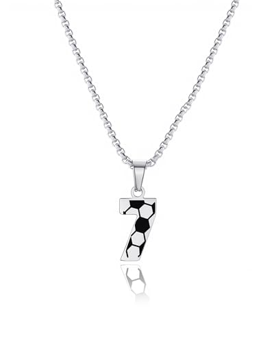MIFYNN Soccer Number Necklace for Men/Women Silver Sports Number Pendant Chain Necklace Soccer Gift for Sport Fans Athletes