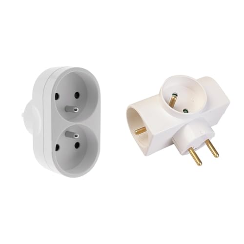 Multiprise 2 Prises pour façade - Biplite - 2x16A - Blanc - Zenitech & Multiprises Triplite latérale, 3 Prises 16A + Terre
