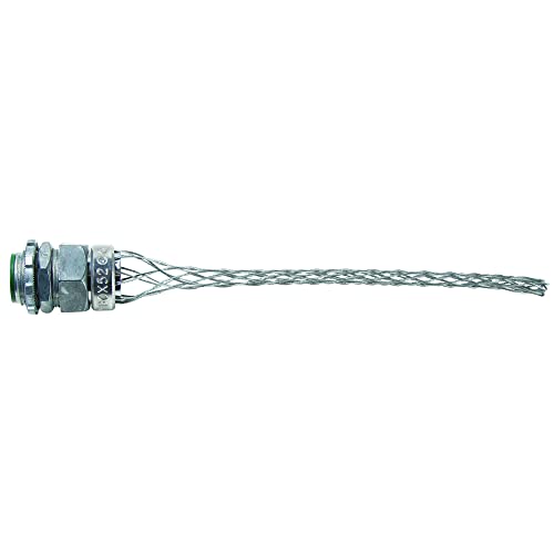 Legrand Pass & Seymour BOX52 Flexcor Wire Mesh Grip Wide Range Straight Male Dust Tight 3/4 NPT 0.520-0.730 Cable Grip Range Silver (1 Count)