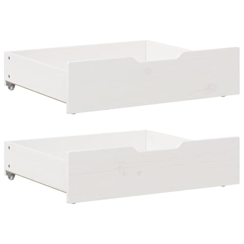 vidaXL Cajones Debajo Cama 2 uds Madera Maciza Pino Blanco 65x55x17 cm