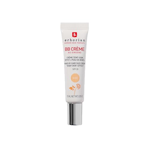 Erborian - BB Cream al Ginseng - Crema Teint Perfecteur 5-in-1 - Trattamento effetto "pelle di bambino" 5-in-1 Trattamento viso con SPF 20 - Cosmetico Coreano - Nude 15 ml