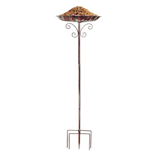 Bain d'oiseaux extérieur avec mangeoire de terrasse en métal ajustable