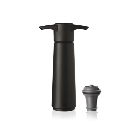 Vacu Vin Original Wine Saver with 1 Vacuum Bottle Stoppers – Black Wine Preserver Pump for Red or...