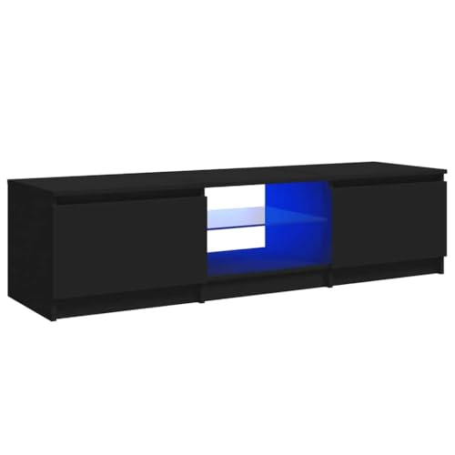 vidaXL Mueble para TV con Luces LED Soporte Mobiliario Aparador Estante Salón Sala de Estar Dormitorio Decoración Negro 140x40x36 cm