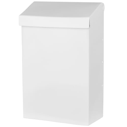 Image of Architectural Mailboxes Modern Heritage Wall Mount Mailbox, White, Small | Galvanized steel build for outside with weather-resistant outdoor construction and a rust-resistant powder-coat finish.