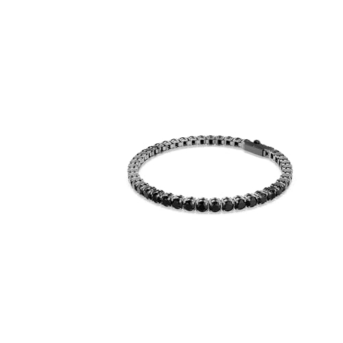 Swarovski Matrix Tennis bracelet, Round cut, Black, Ruthenium finish2