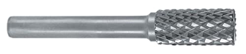 RUKO Tungsten Carbide Rotary Burr with End Teething, A Cylinder (ZYAS) Shape, Bright Finish, 8.0 mm Diameter, 60 mm Length, R116016