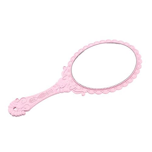 5xAntique Handheld Mirror with Embossed Rose Design for Makeup Light Pink-image-21