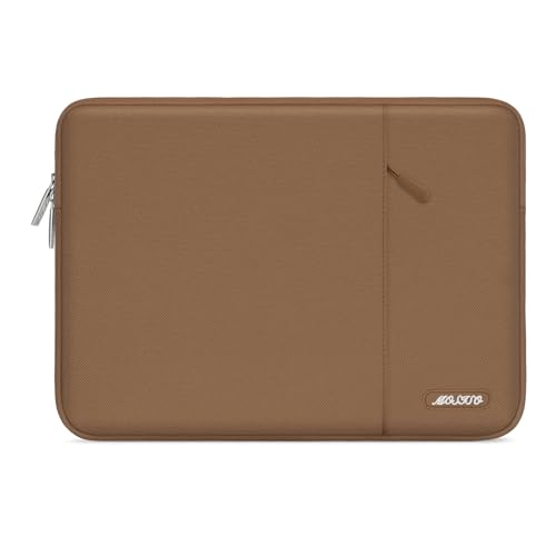 Image of MOSISO Laptop Case 13.3 inch, 13-13.3 inch Laptop Sleeve Compatible with MacBook Air /Pro 13 /Pro 14 M5 M4 M3 M2 M1, HP Dell ASUS Lenovo,Polyester Vertical Computer Sleeve Bag with Pocket, Mocha