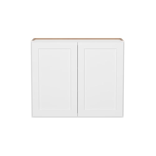 Image of Furinno Shaker Wall Kitchen Cabinet 2 Doors-2 Shelves, Ready to Assemble, 12 D x 36 W x 30 H, White