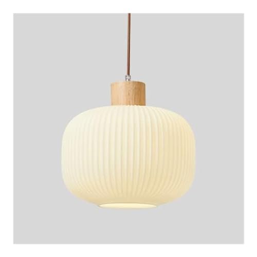 Lustre plafonnier anti-éblouissement en bois d'hévéa et verre blanc E27 pour salon