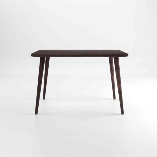 Image of WOODLAB Solid Sheesham Wood 4 Seater Dining Table Set | Wooden Four Seater Dining Table with Cushioned Cane Back Chairs Furniture for Living Room, Home, Hotel and Restaurants - Walnut Finish
