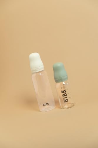 Image of BIBS Glass Baby Bottle, 120 ml, 1-Pack, Natural Rubber Nipple, Ivory