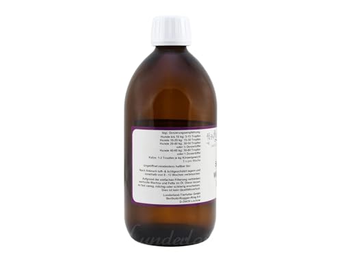 Lunderland Seelachs-Wildfisch-Öl | 500 ml | Ergänzungsfuttermittel für Hunde und Katzen | Hoher Omega-3 Gehalt | Aus verantwortungsvoller Wildfischerei in Alaska | Kaltgepresst