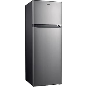 Galanz GLR12TS5F Refrigerator, Dual Door Fridge, Adjustable Electrical Thermostat Control with Top Mount Freezer Compartment, 12.0 Cu.Ft, Stainless Steel, 12